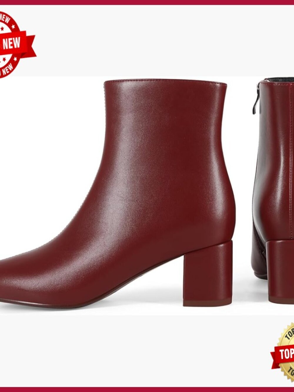 Ankle Boots Pointed Toe Chunky Block Heel Short Booties Low Heeled